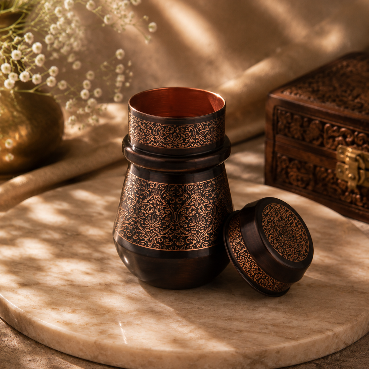 Copper Craft Antique with Engraving Bottle/Tumbler