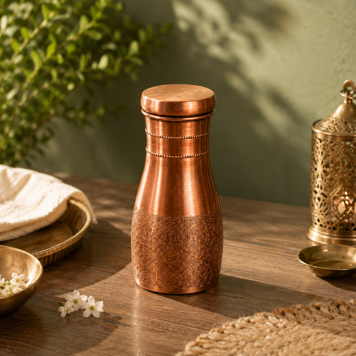 Ornate Copper Bottle/Tumbler - Dark