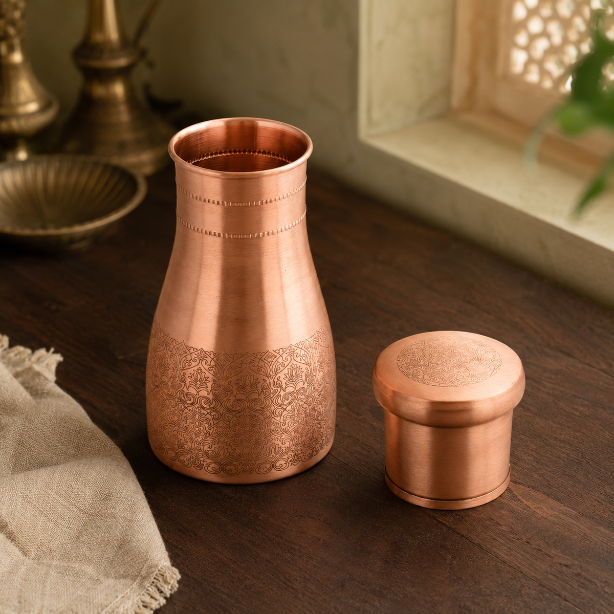Ornate Copper Bottle/Tumbler - Light