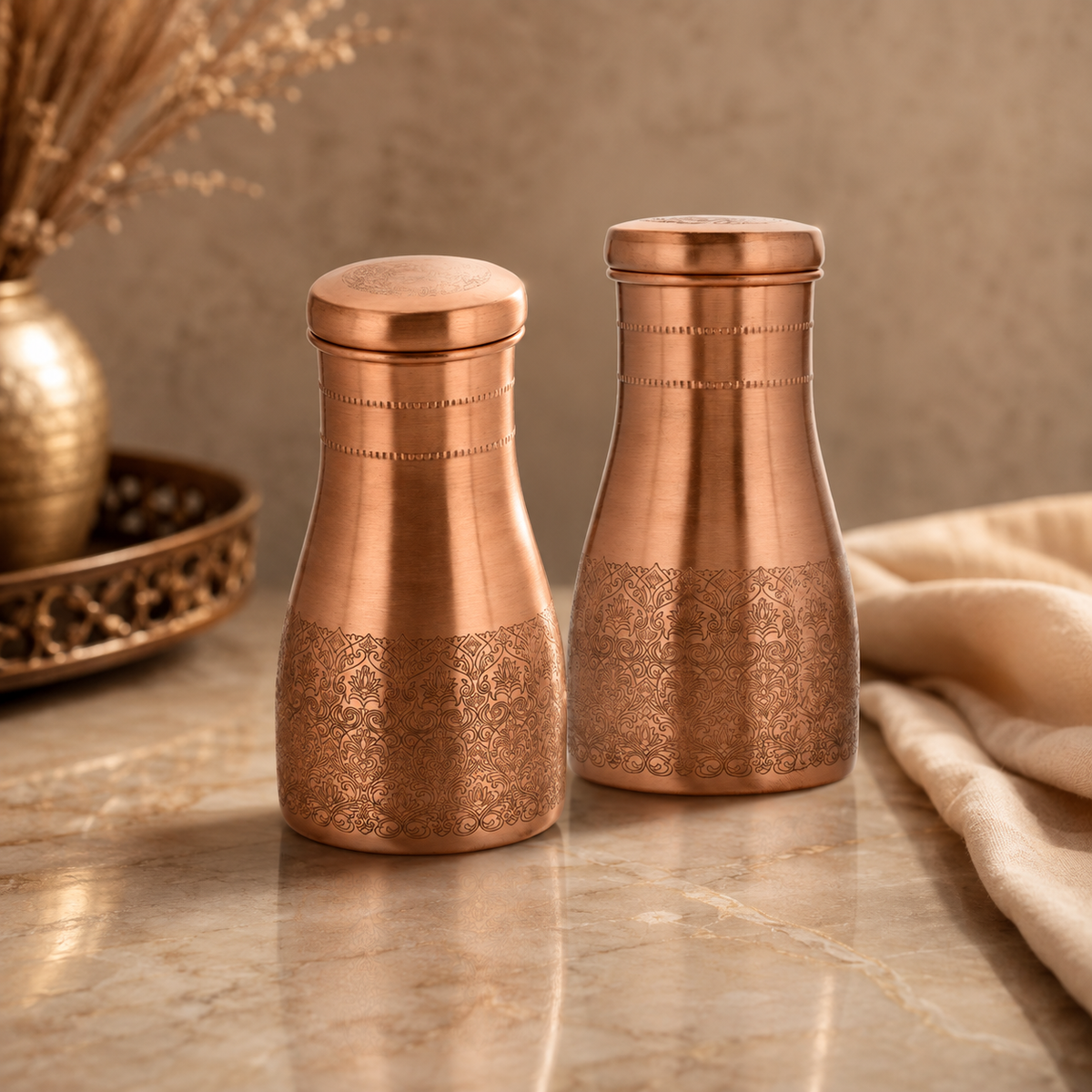 Ornate Copper Bottle/Tumbler - Light