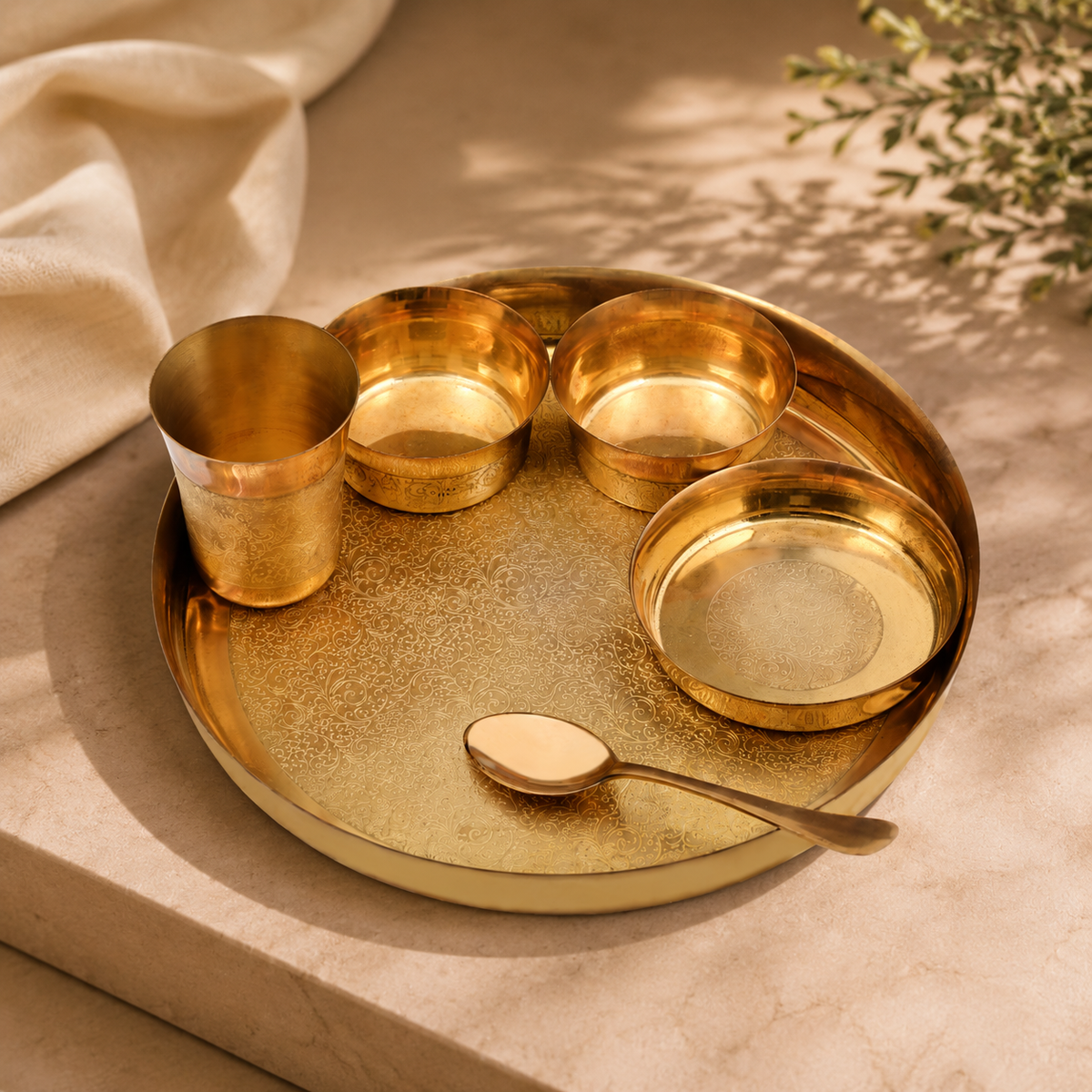 Brass Thali Set