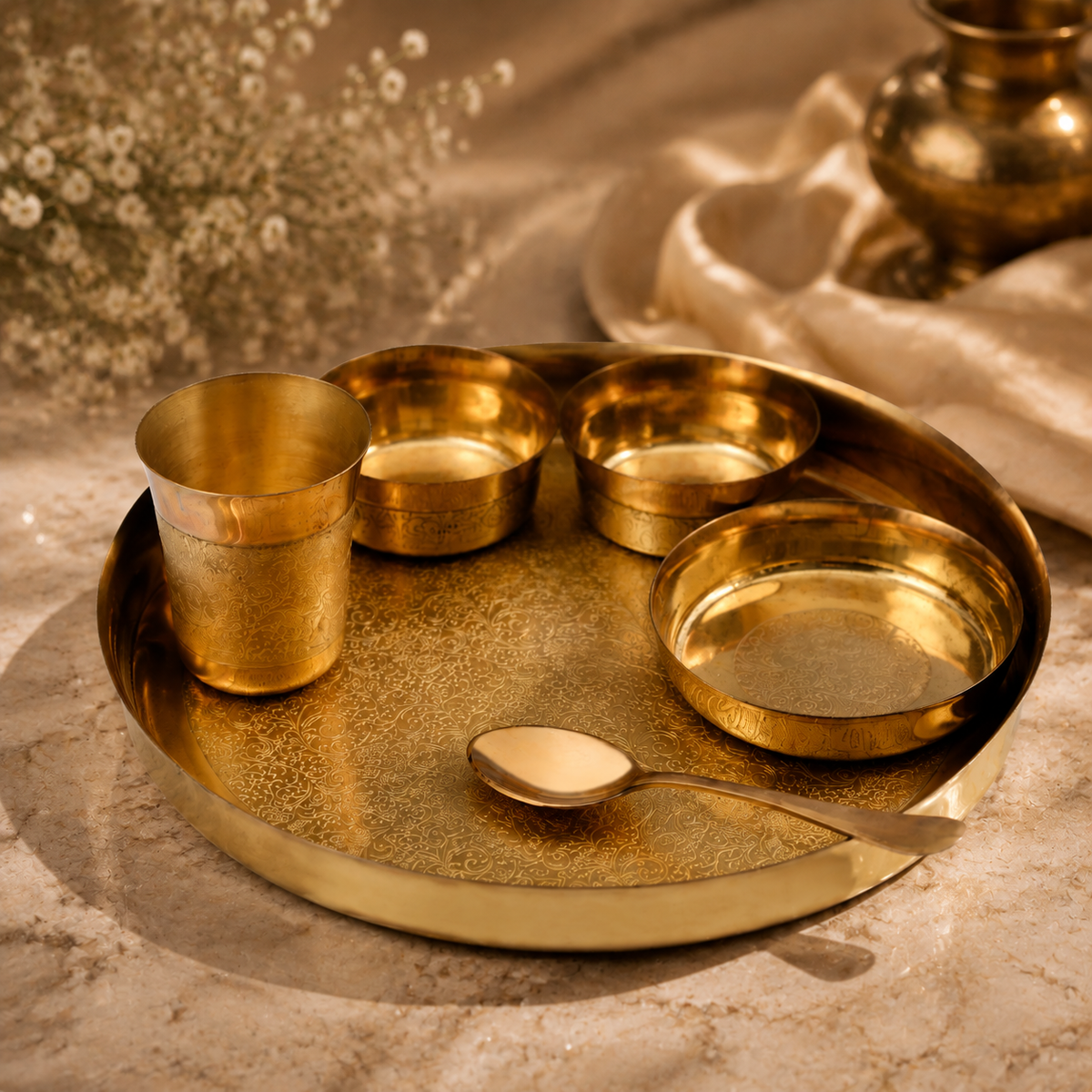Brass Thali Set