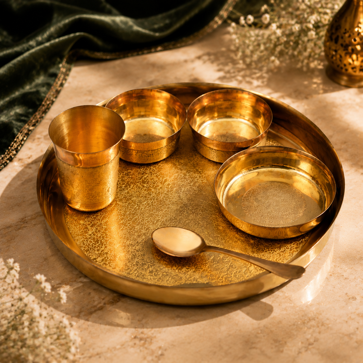 Brass Thali Set